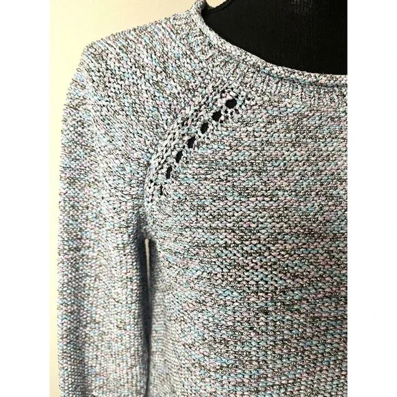 Talbots Women's Sweater Gray with Shades of Blue /Pink Roll Neck  Size Medium - Picture 12 of 16